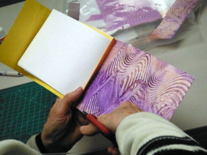Person working on handmade book
