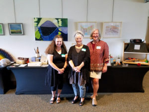 Jill Abilock, Nina Gaby, and Dorsey Hogg at the Book Arts Guild of Vermont display at the Burlington Book Festival