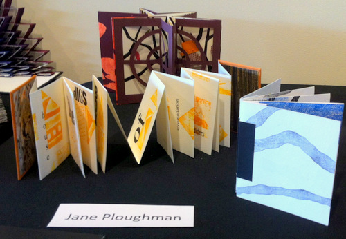 Work by Jane Ploughman on display at the Burlington Book Festival