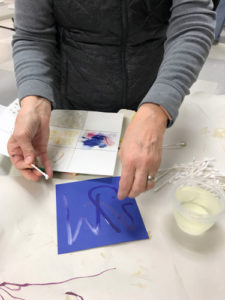 Mark making at Book Arts Guild of Vermont meeting