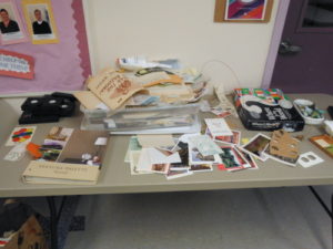 Materials for Junk Box Books at Book Arts Guild of Vermont meeting