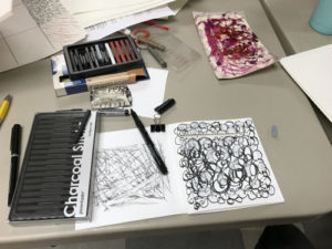Mark making at Book Arts Guild of Vermont meeting