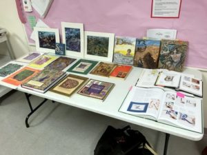 Display of books about decorated capital letters