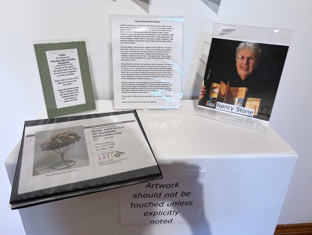 Display at Book Arts Guild of Vermont Retrospective Exhibit 2026