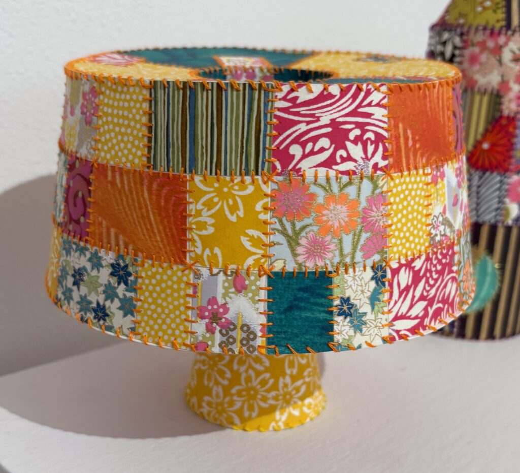 Paper sculpture - Grid Quilt Offering Bowl by Karen Krieger